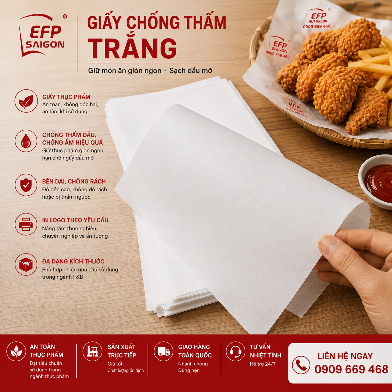 Giấy Chống Thấm Trắng Thực Phẩm